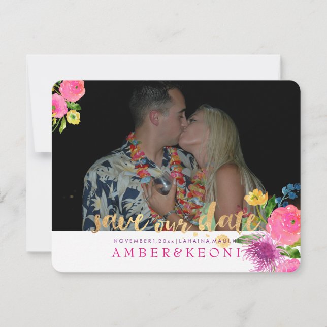 Save The Date PixDezines Aquarelle Florale/Enregistrer notre dat (Devant)