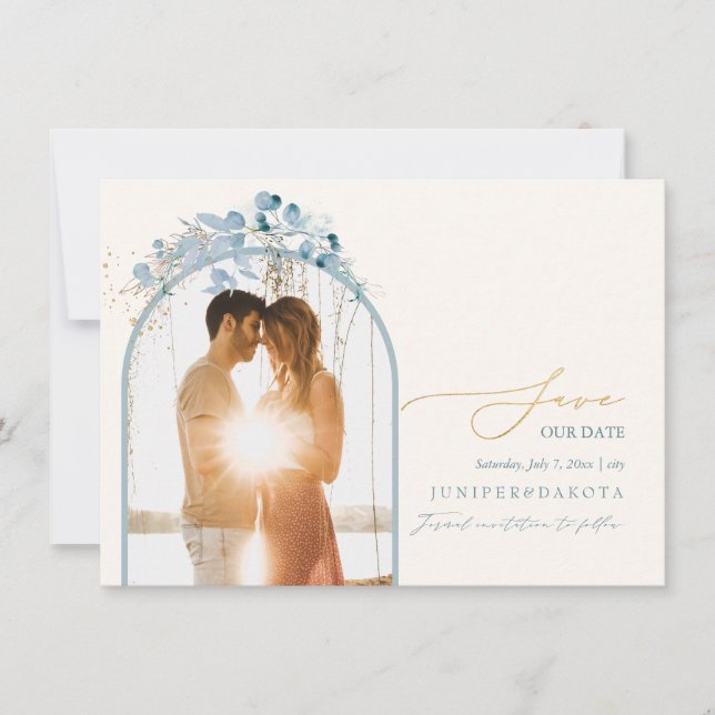 Save The Date PixDezines Aquarelle Hiver Eucalyptus Wreath (Devant)