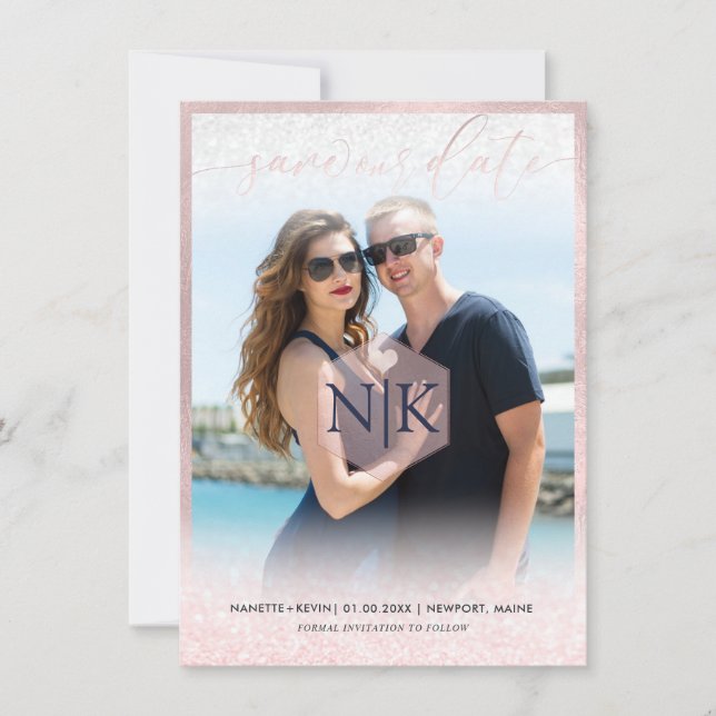 Save The Date PixDezines Blush Pink Modern Script|do-it-yourself (Devant)
