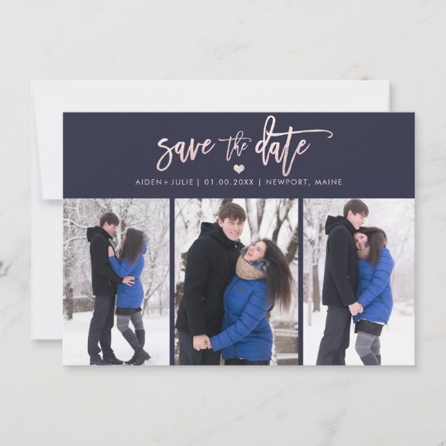 Save The Date PixDezines Blush rose moderne script de brosse (Devant)