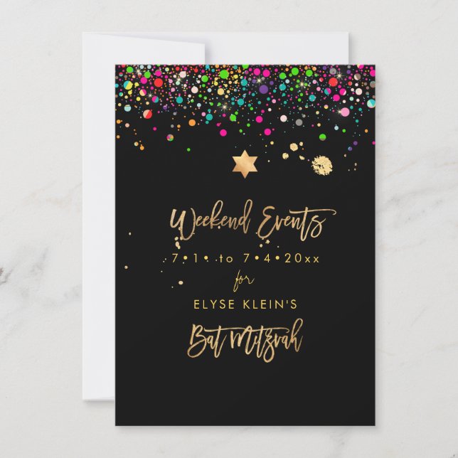 Save The Date PixDezines Dazzled Rainbow Mitzvah Weekend Events (Devant)