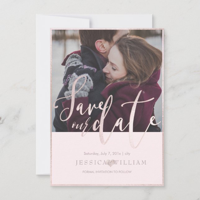 Save The Date PixDezines DÉLICATE AMOUR ROSE BLANC do-it-yoursel (Devant)