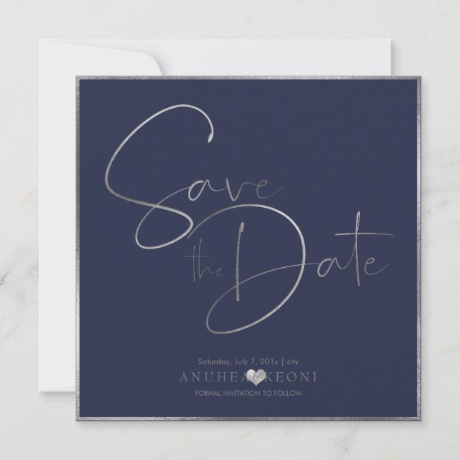 Save The Date PixDezines DELICATE LOVE FAUX SILVER|BOTANICA (Devant)