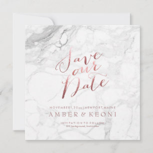 Save The Date PixDezines Enregistrez la Date Faux Or Rose+Marbre