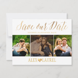 Save The Date PixDezines Faux Gold Confetti/Coeur/Date de sauveg