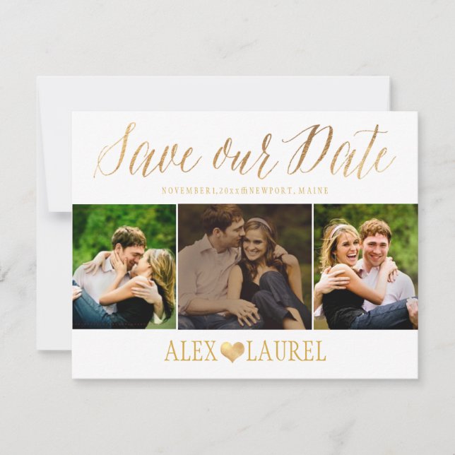 Save The Date PixDezines Faux Gold Confetti/Heart/Save Date (Devant)