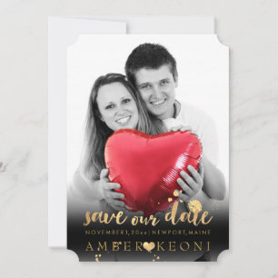 Save The Date PixDezines Faux Gold Heart/Save Date/do-it-yoursel