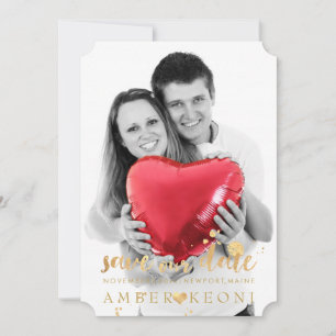 Save The Date PixDezines Faux Gold Heart/Save Date/DO-IT-YOURSEL