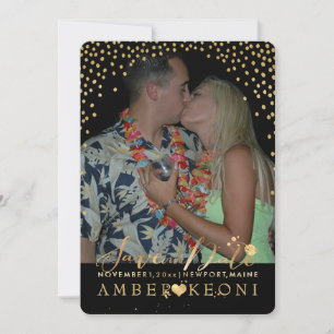 Save The Date PixDezines Faux Or Confettis/Cœur/Date d'enregistr