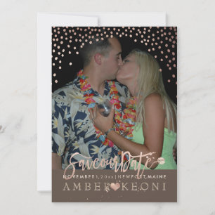 Save The Date PixDezines Faux Rose Gold Confetti/Coeur/Sauvegard