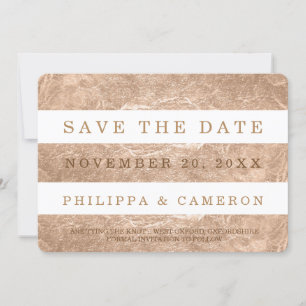 Save The Date PixDezines Faux Rose Gold Stries/date d'enregistre