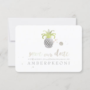 Save The Date PixDezines Faux Silver Pineapple/enregistrez notre