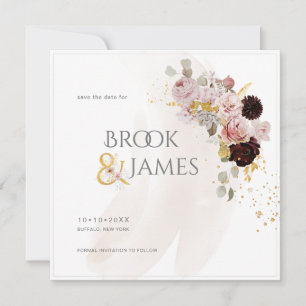 Save The Date PixDezines H2 Blush Rose Black Dahlia Date de sauv