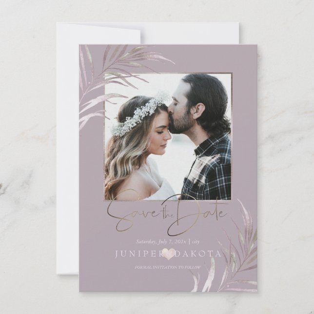 Save The Date PixDezines MAUVE PALMIERS SAUVEGARDEZ LA DATE (Devant)