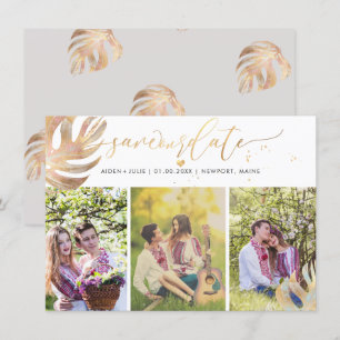 Save The Date PixDezines Monstera Faux Métallique Sauver la date