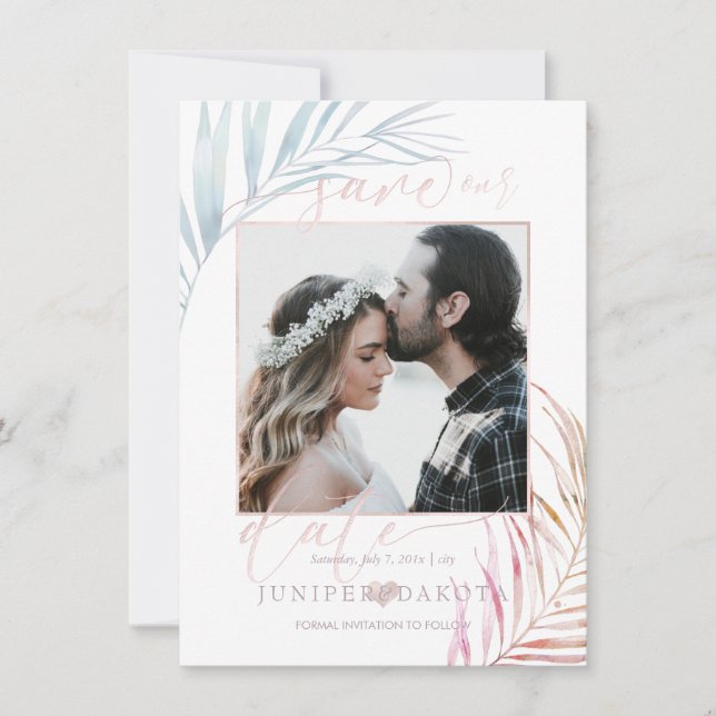 Save The Date PixDezines PALMIERS ARGENTÉ SAUVER LA DATE (Devant)