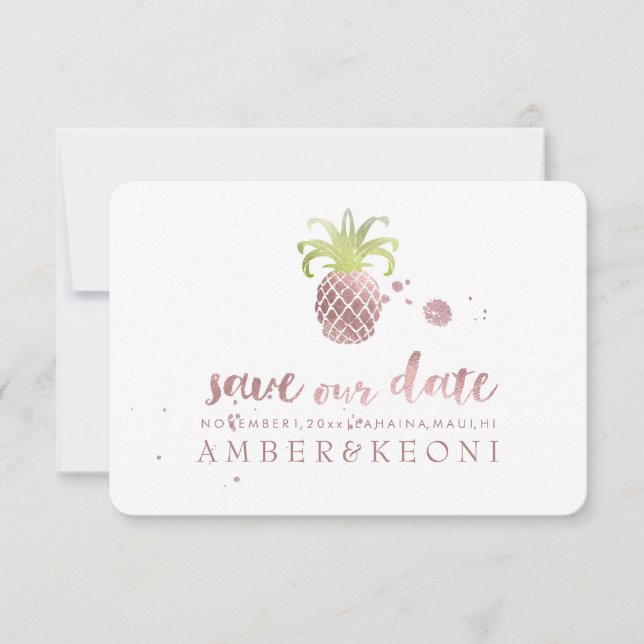 Save The Date PixDezines Rose Gold Ananas/enregistrez notre date (Devant)