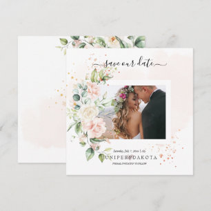 Save The Date PixDezines Roses Crème Aquarelle Rose Foncé Enregi