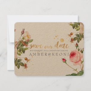 Save The Date PixDezines roses vintages/enregistrez notre date
