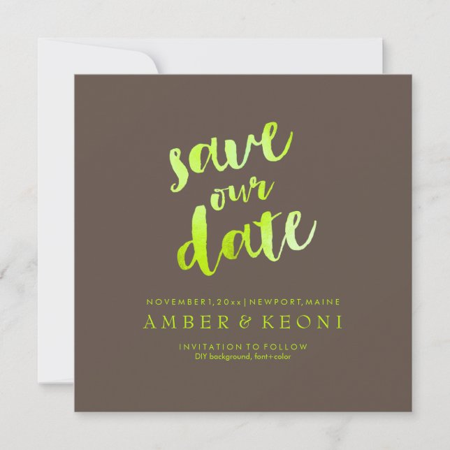 Save The Date PixDezines Save Date/Lime Green/do-it-yourself Arr (Devant)
