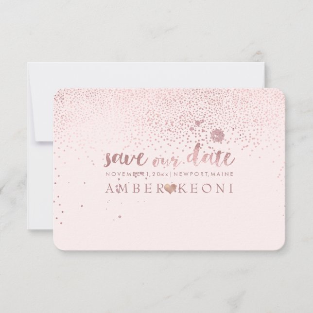 Save The Date PixDezines Taches rose doré/Date de mariage/Faire  (Devant)