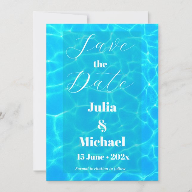 Save The Date Plage à l'eau bleue & thème océanique pour mariage (Devant)