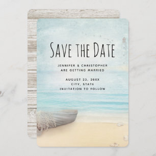 Save The Date Plage côtière avec Mariage en bateau Économisez La