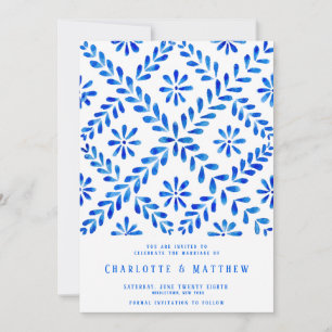 Save The Date Plage de Carrelage Bleu Méditerranéen Mariage d'ét