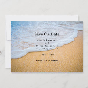 Save The Date Plage de sable avec Mariage de Surf en mousse