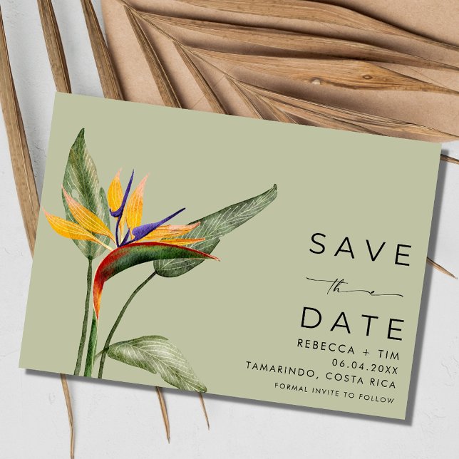 Save The Date Plage florale tropicale Destination Mariage (Tropical Floral Beach Destination Wedding Save The Date)