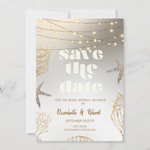 Save The Date Plage Mariage Cool Coquillages, Lumières Enregistr