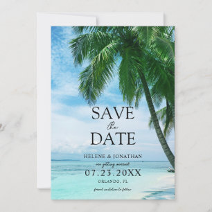 Save The Date Plage Palm Tree Tropical Destination Mariage