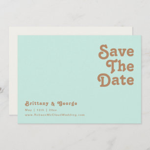 Save The Date Plage Retro   Aqua Horizontal Enregistrer La Date