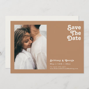 Save The Date Plage Retro   BrownPhoto Horizontal Enregistrer La
