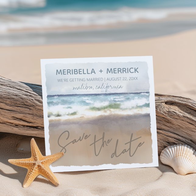 Save The Date Plage Sable Aquarelle Mariage Enregistrer La Date (Créateur téléchargé)