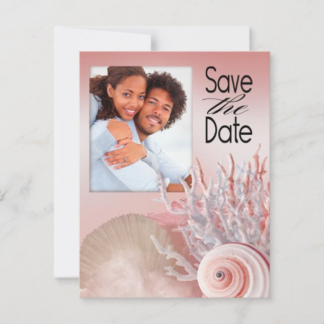 Save The Date Plage Seashell Dreams Enregistrez la date rose (Devant)