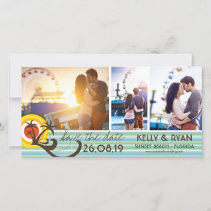 Save The Date Plage Tropical Plage Sunset Palm Trees 3 Photo