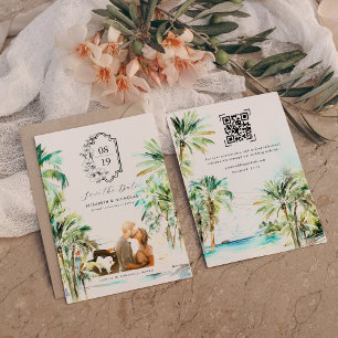 Save The Date Plage Tropicale Palmiers Photo Enregistrez la Da