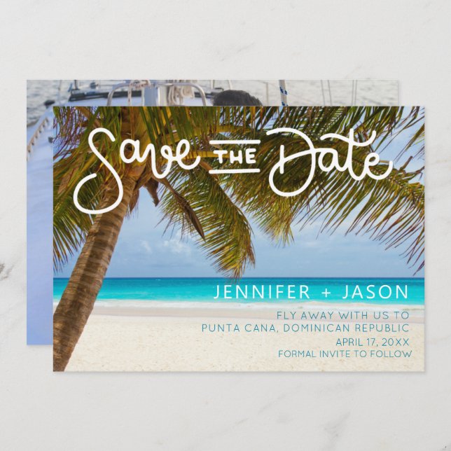Save The Date Plage tropicale Punta Cana Mariage dominicain (Devant / Derrière)