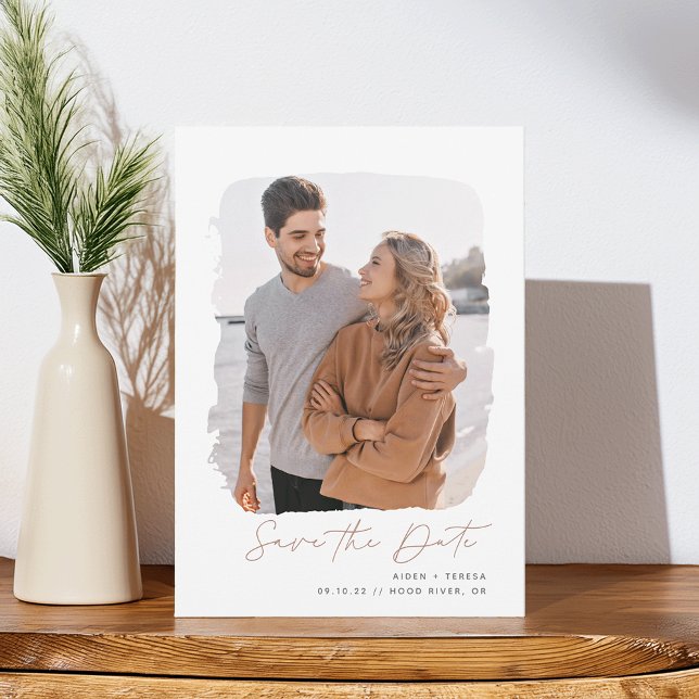Save The Date Plan brossé | Photo verticale (Créateur téléchargé)