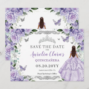 Save The Date Plante violette Lilac Quinceanera XV Sweet sixteen
