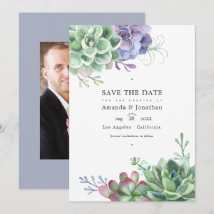 Save The Date Plantes succulentes de cactus à l'aquarelle Photo 