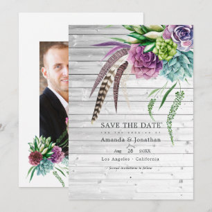 Save The Date Plantes succulentes de mariage bohème mystique rus