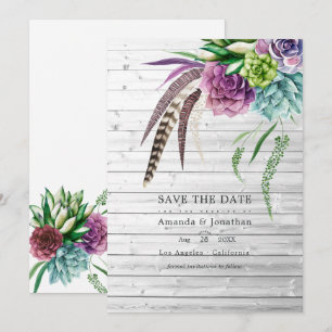 Save The Date Plantes succulentes mystiques bohèmes rustiques po