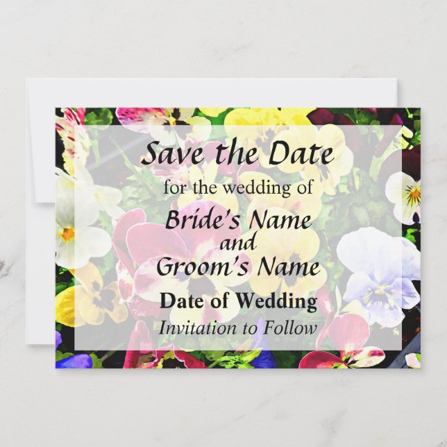 Save The Date Plateau de Pensées de Couleurs Mixtes Enregistrez  (Devant)