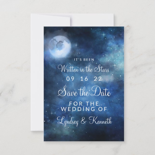 Save The Date Pleine lune céleste lunaire dans les étoiles (Devant)
