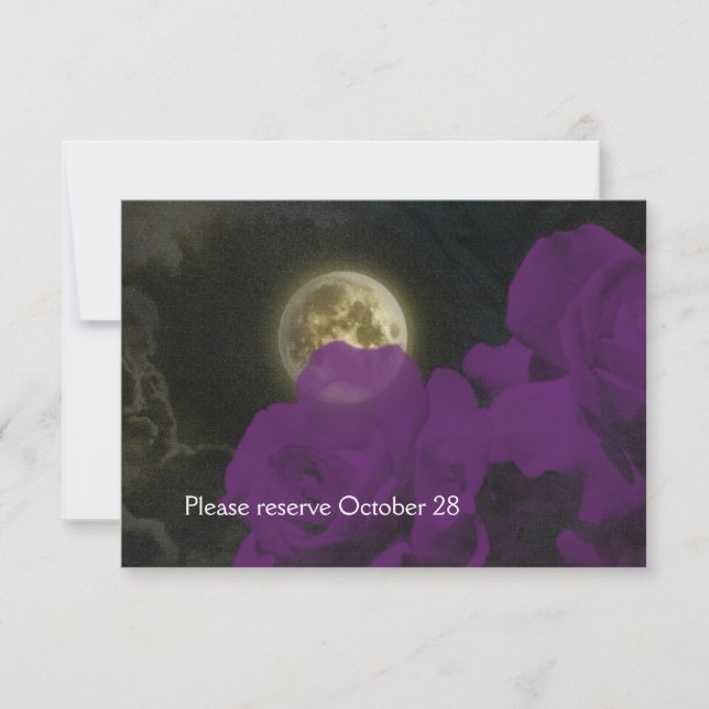 Save The Date Pleine lune Profond violet Roses fantômes Enregist (Devant)