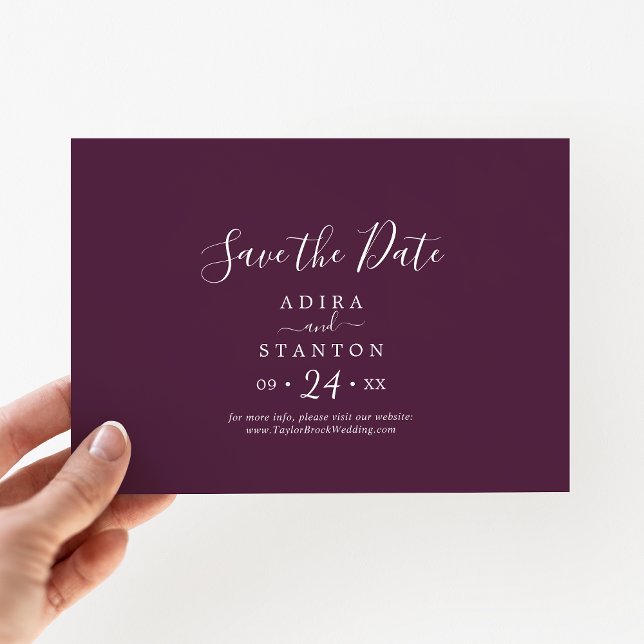 Save The Date Plum de coordonnées mauve Moody horizontale (Créateur téléchargé)