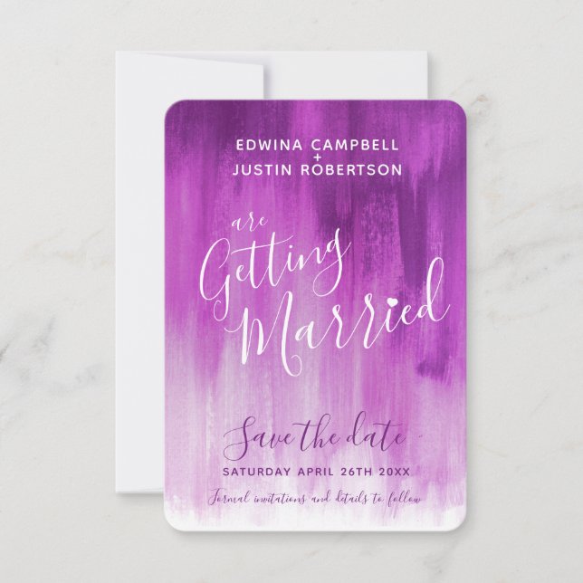 Save The Date Plum mauve violet art moderne enregistrer les cart (Devant)