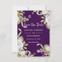 Save the Date  Plum Purple and Spring Floral